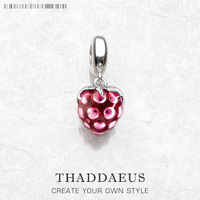 Red Raspberry Dangle Charm Pendants For Women 925 Sterling Silver Romantic Jewelry
