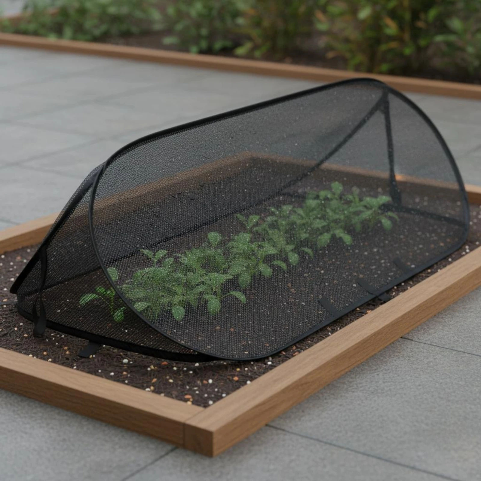 Mesh Tunnel Cover Fine Netting Foldable Mesh Cover Rounded Ends Dark Trim