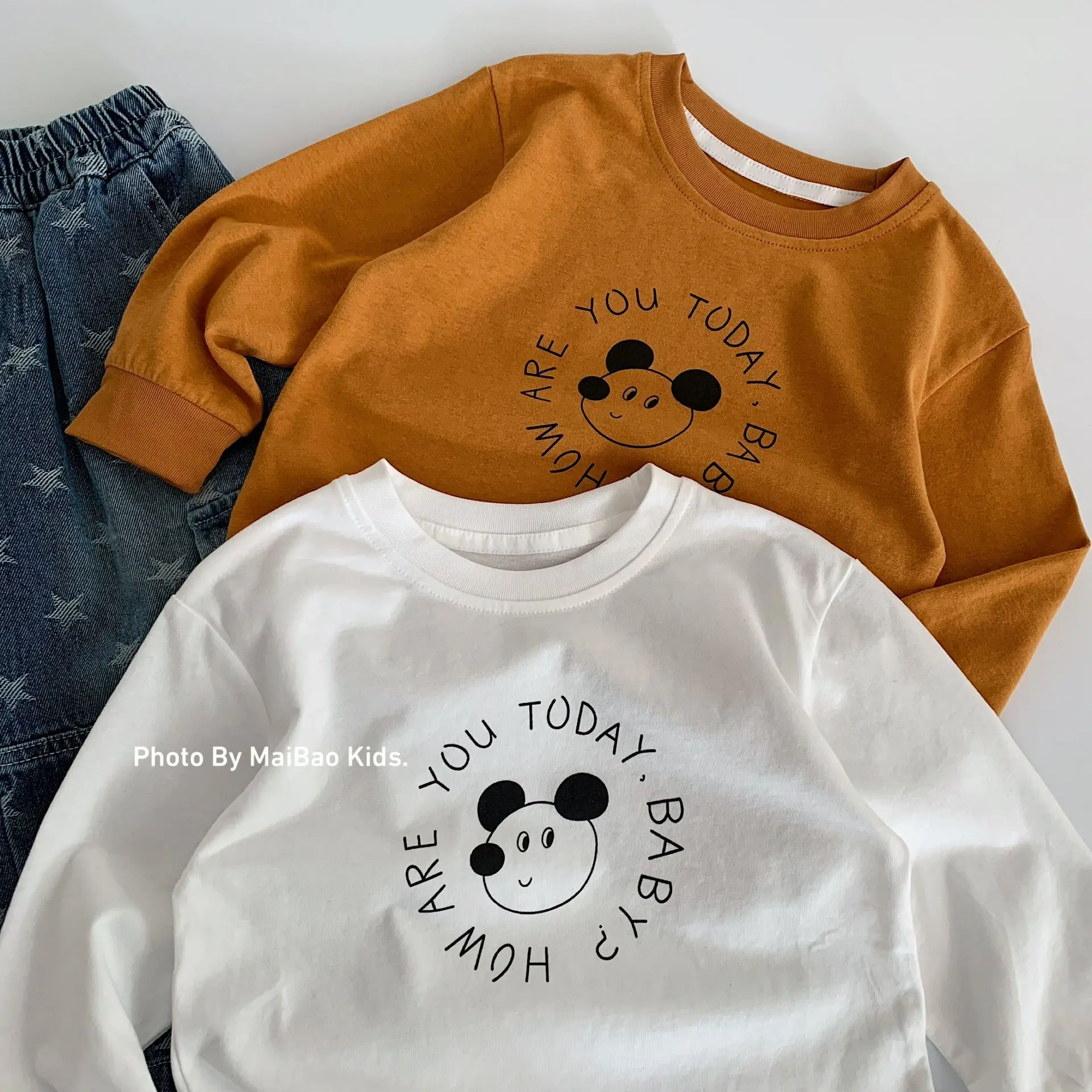 Children Clothes Boys Casual T-shirt Autumn Long-sleeved Top Boys Fashionable Cartoon Printed Kids Loose T Shirt