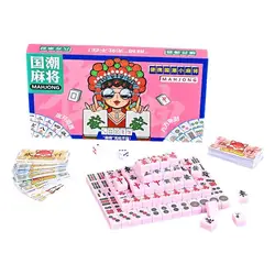 Mahjong Game Set Chinese Style Mahjong Tiles Set Mini Game Lightweight Mah-Jongg Set Travel Family Leisure Time Game Traditional