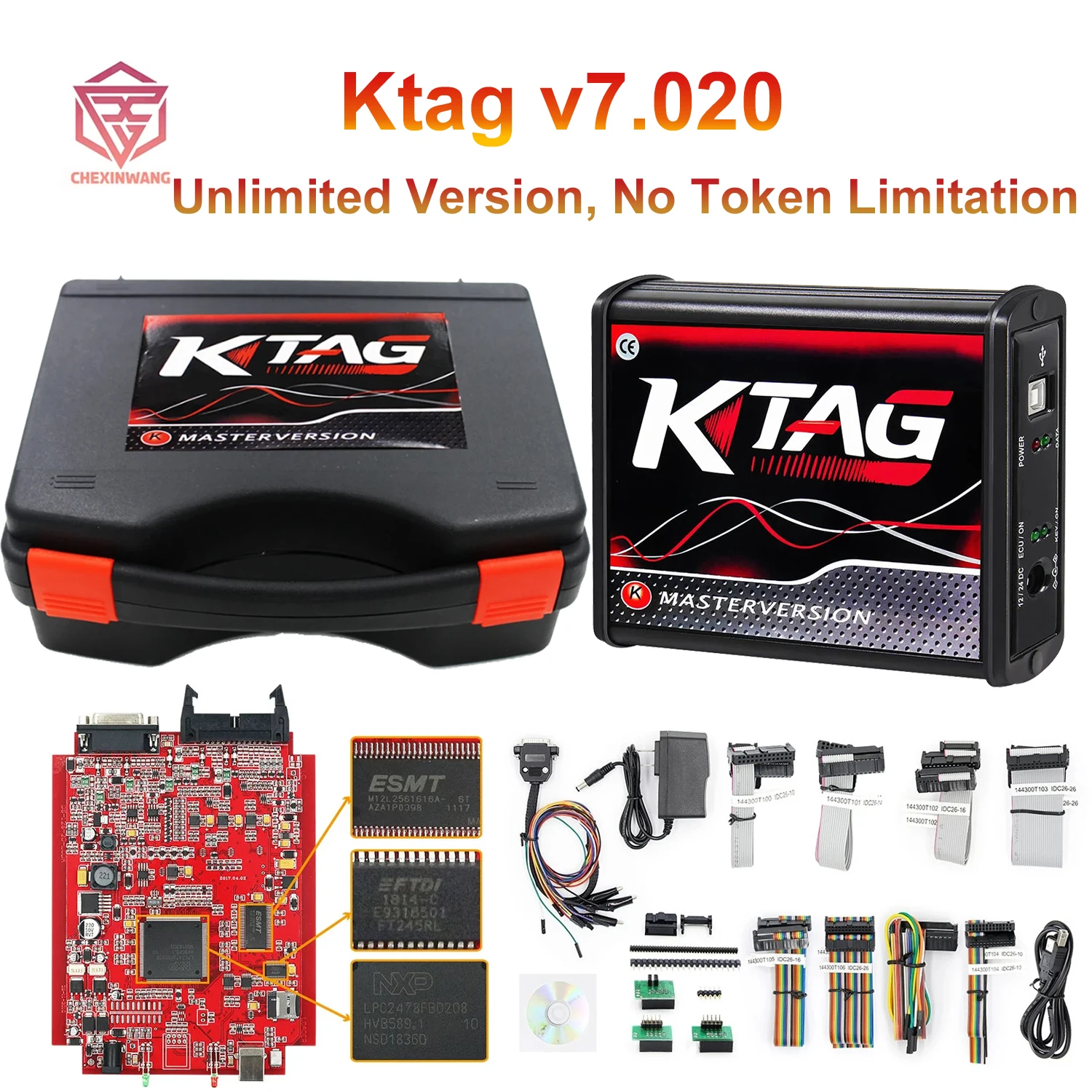 For Ktag V7.020 KESS V2.8 V2 V5.017 SW V2.25 v2.47 Red PCB Red European ECU Tool OBD2 Tuning ECU Programmer