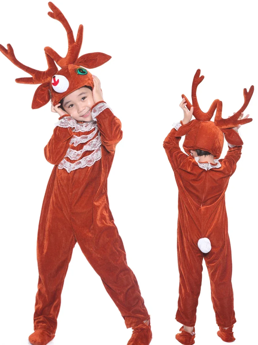 New Christmas Children\'s Cosplay Reindeer Performance Costumes Kids Halloween Cosplay Animal Deer Dance Performance Costumes