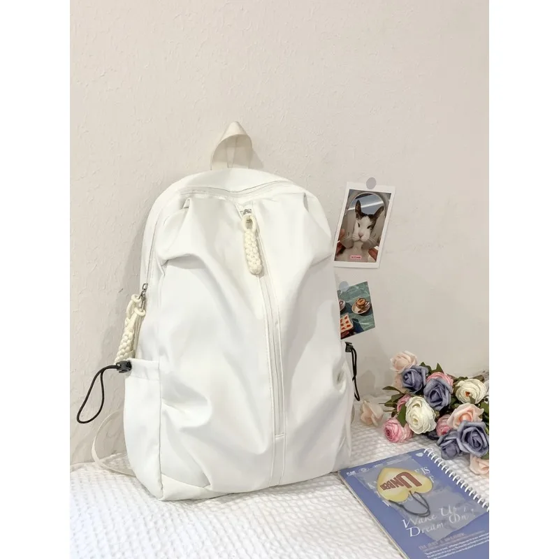NEW Solid Color Casual Women's Backpack Large Capacity Simple Schoolbag Unisex College Student Travel Backpack