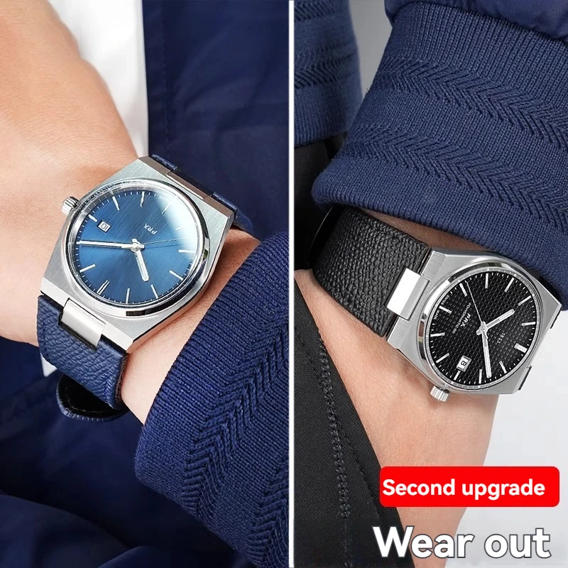 لتيسو PRX T137.407 حزام جلد البقر للرجال 1853 PRX Super Player T 137410   ر 137427   واجهة معدنية حزام ساعة سريع التحرير