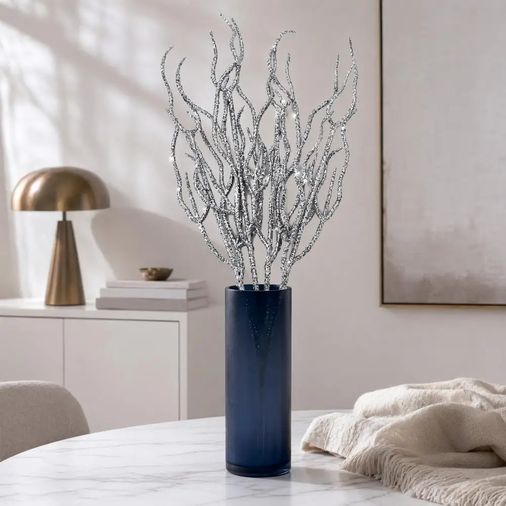 Christmas Centerpiece Branch Glitter Artificial Christmas Tree Picks Sparkling Faux Branches for Holiday Decor Curly for Vase