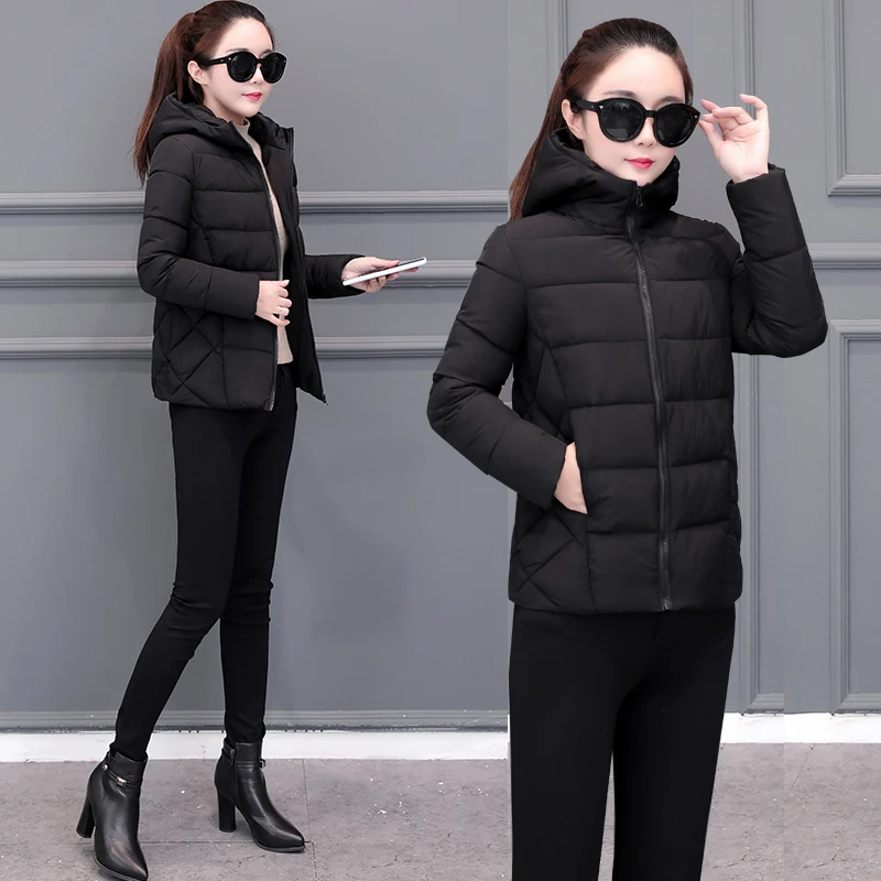 2024 Winter New Women Light Down cotton Hooded Jacket Warm Loose Short Outerwear Casual Female Bread clothing Cotton Basic Coats