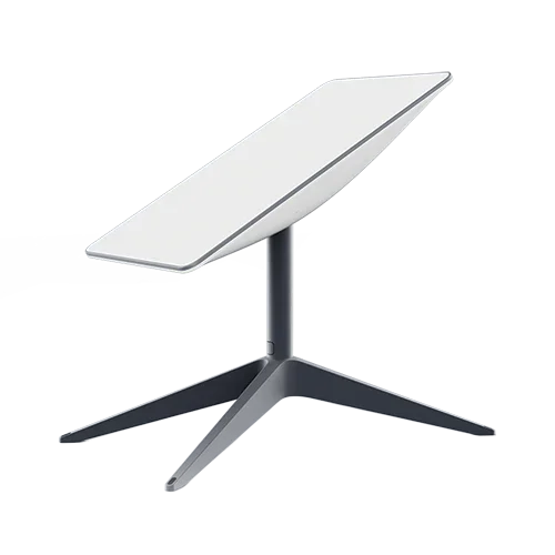 Wireless satellite communications starlink from US to Worldwide X with rectangular dish router and pipe adapter