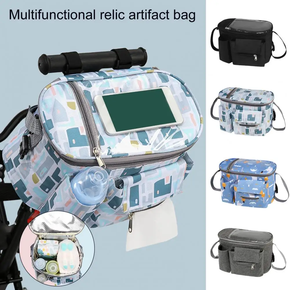 

Baby Stroller Organizer Bag Cartoon Pattern Large Capacity Bottle Holder Pocket Waterproof Diaper Mummy Bag for Outdoor