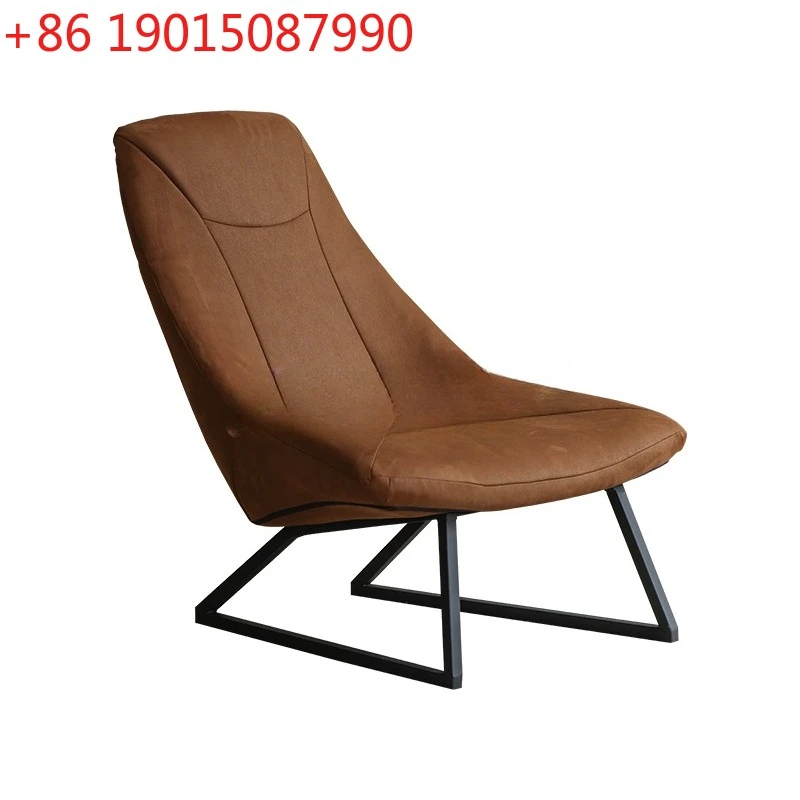 Nordic light retro style imported leather waterproof and anti-fouling technology cloth ancient reclining chair lazy single sofa