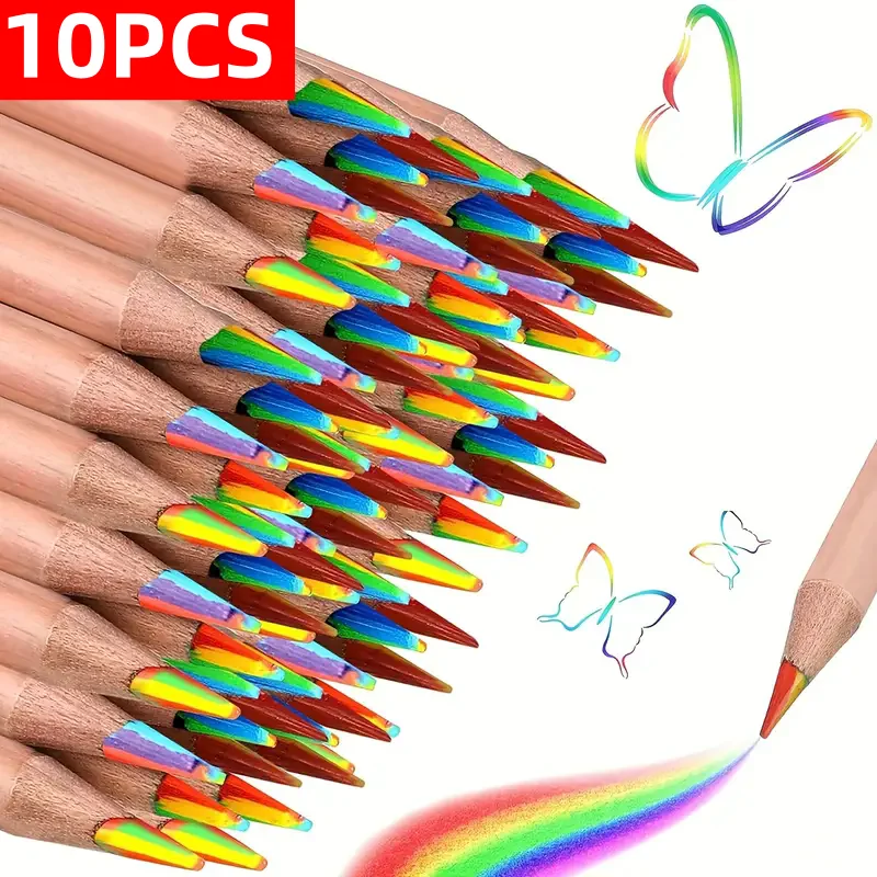 

10PCS seven-color rainbow pen multi-color pencil creative color pen gradient color mixed color DIY color pencil hand-painted stu