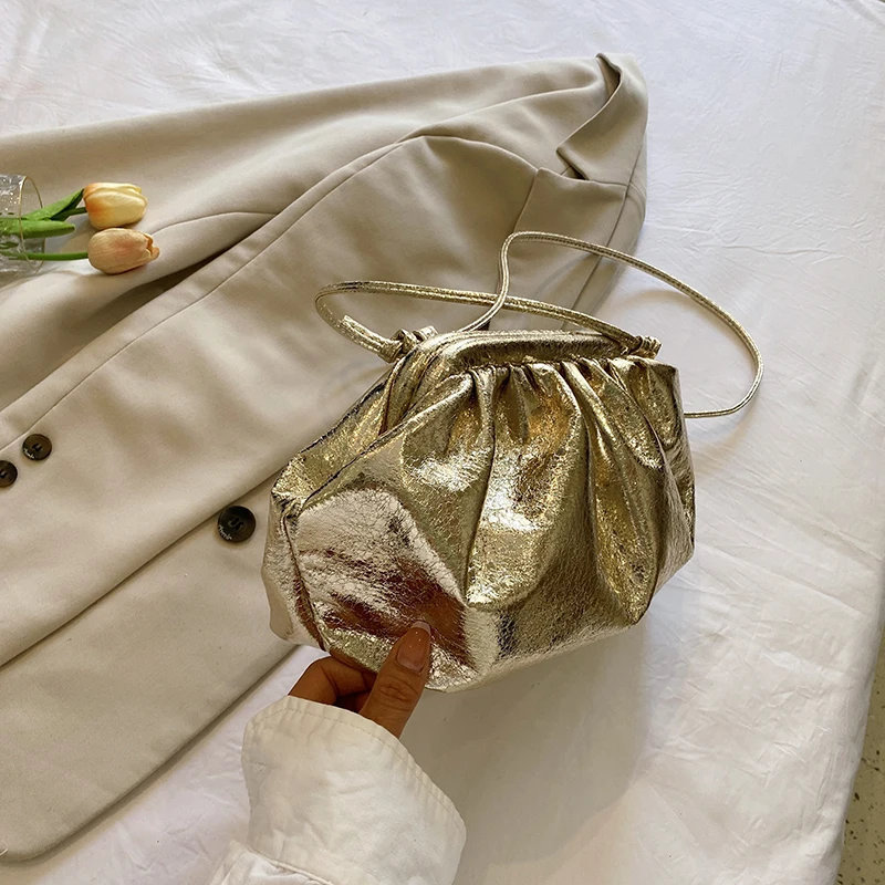 MOODS Golden Evening Clutch Bags For Women Wedding Dinner Party Crossbody Cloud Bag 2024 New Luxury Designer Purses And Handbags