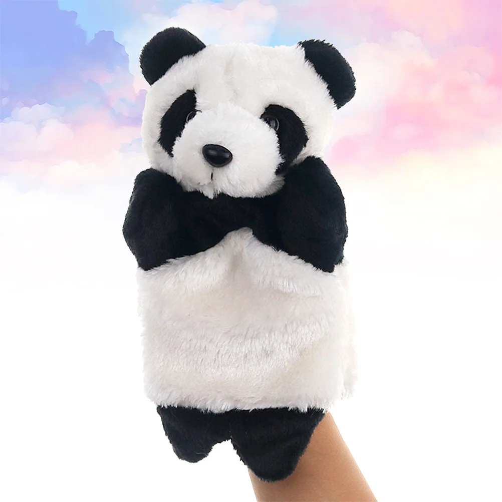 1PC Panda Toy Plush Hand Puppet Story Telling Props Role Play Accessory Party Favor Parent-Child Interactive (25cm)