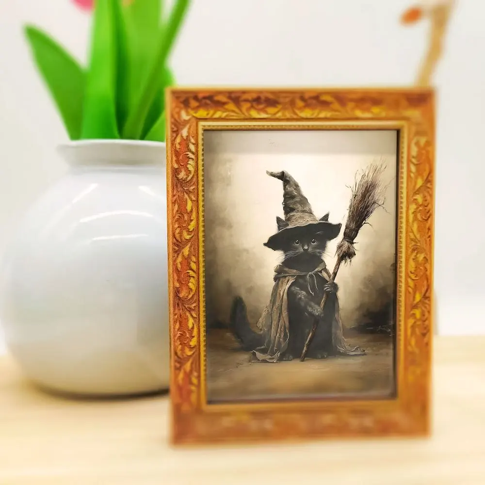 Creative Black Cat Witch Fridge Magnet, Retro Style Refrigerator Decor Sticker for Kitchen, Home Living Room and Cabinet