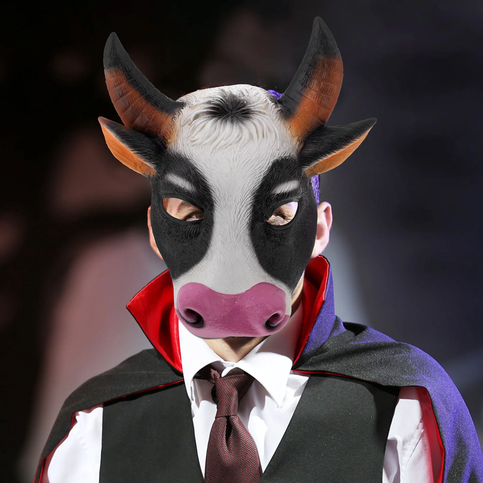 Koe Dierenmasker Volledig Hoofd Realistisch Hoofddeksel voor Halloween Maskerade Cosplay Party Grappig Kostuum Accessoire Halloween Koe Maskers