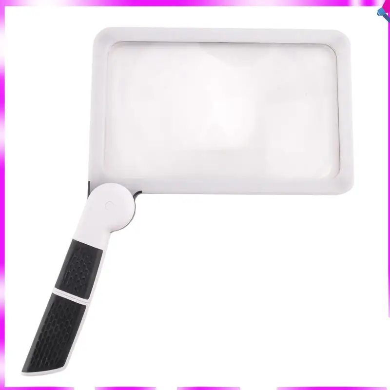 N96R Full-Page 5X Magnifying Glass Rectangular Handhold Magnifier For Reading, With 48 LED Lights