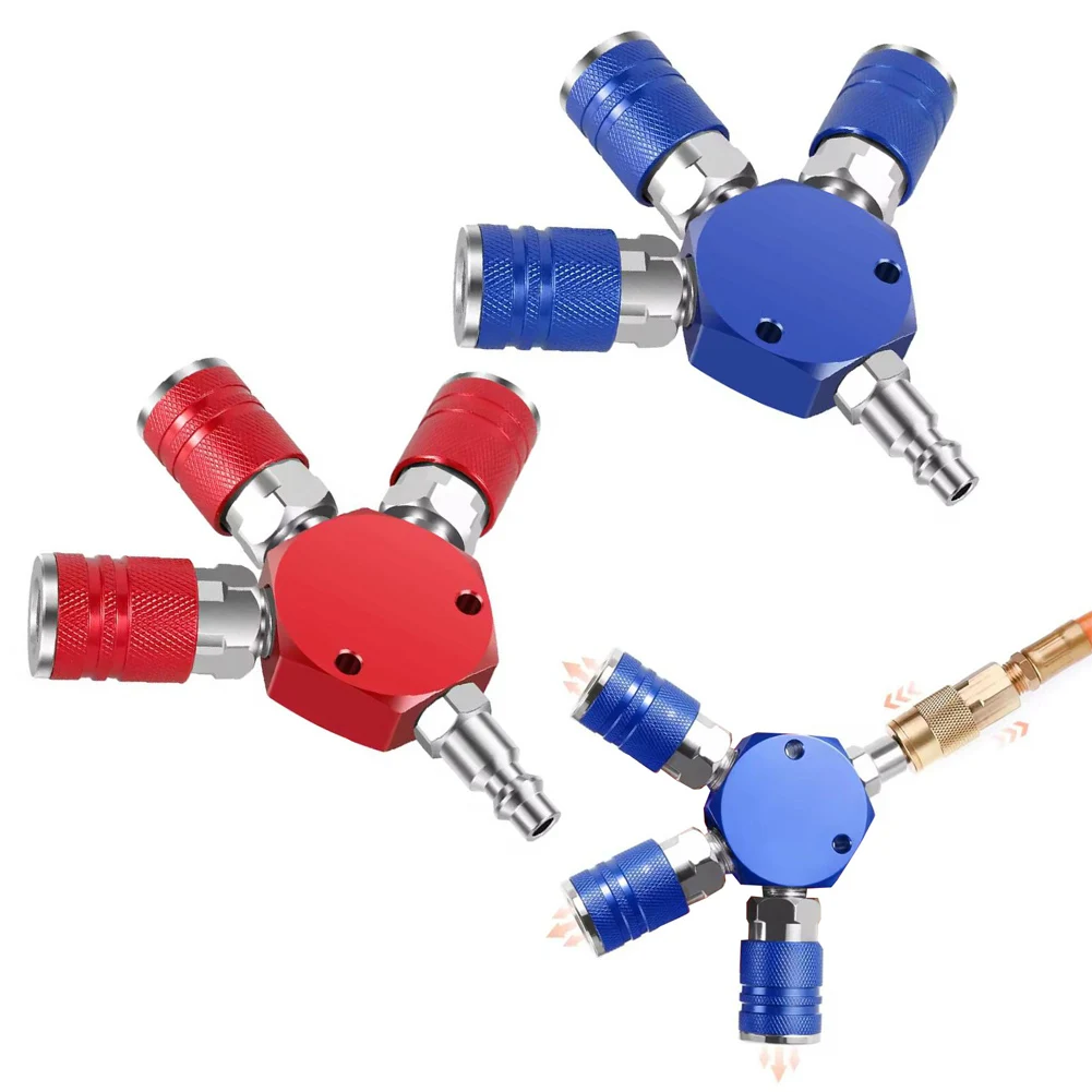 

14 Inch NPT 3 Way Air Manifold Pneumatic Air Splitter with Hex Style and 3 Brass Quick Couplers for Air Compressor Systems