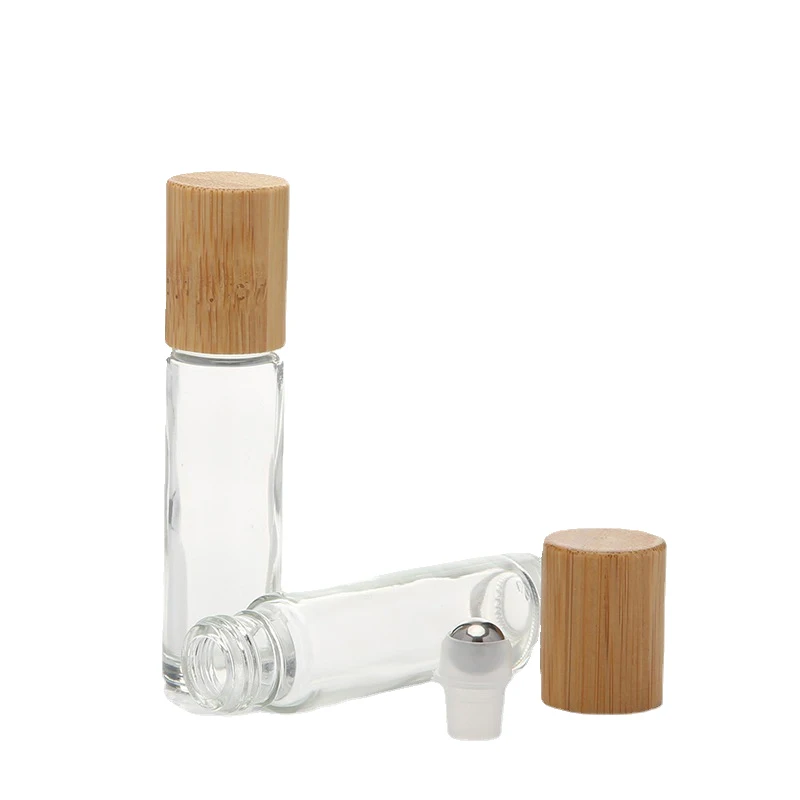 1 Stuks 5Ml 10Ml Bamboe Dop Lege Transparante Rol Op Glazen Flessen Roller Voor Parfum Etherische Olie Vloeibare Stoffen