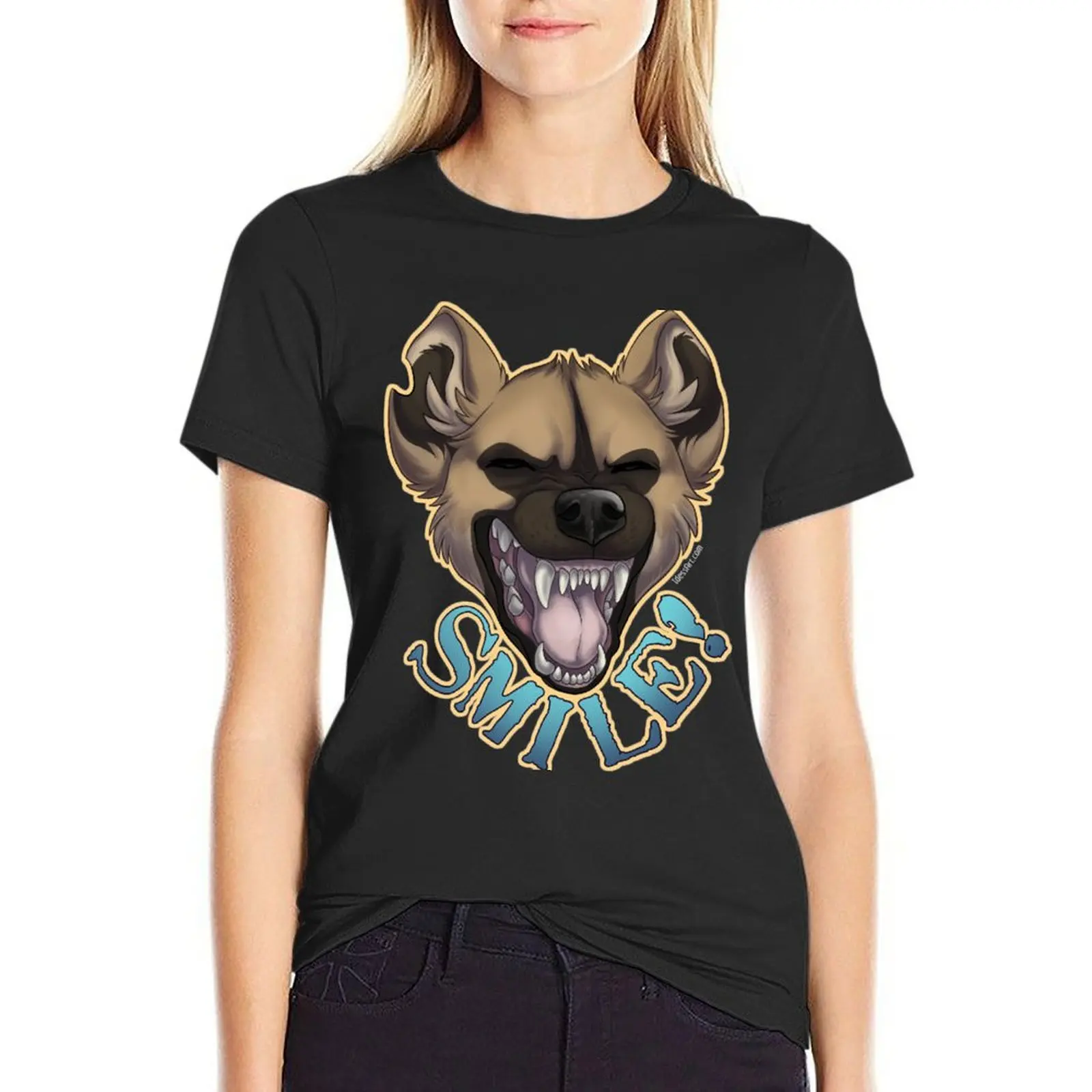 SMILE! Hyena T-Shirt plus size tops Aesthetic clothing t-shirt dress for Women plus size sexy