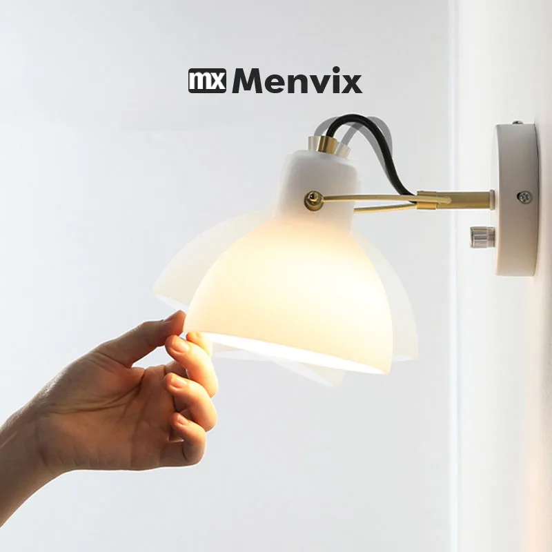 مصباح جداري led شمالي حديث لغرفة النوم ، ضوء أبيض بسيط ، إبداعي ، قابل للدوران ، لتزيين الغرفة
