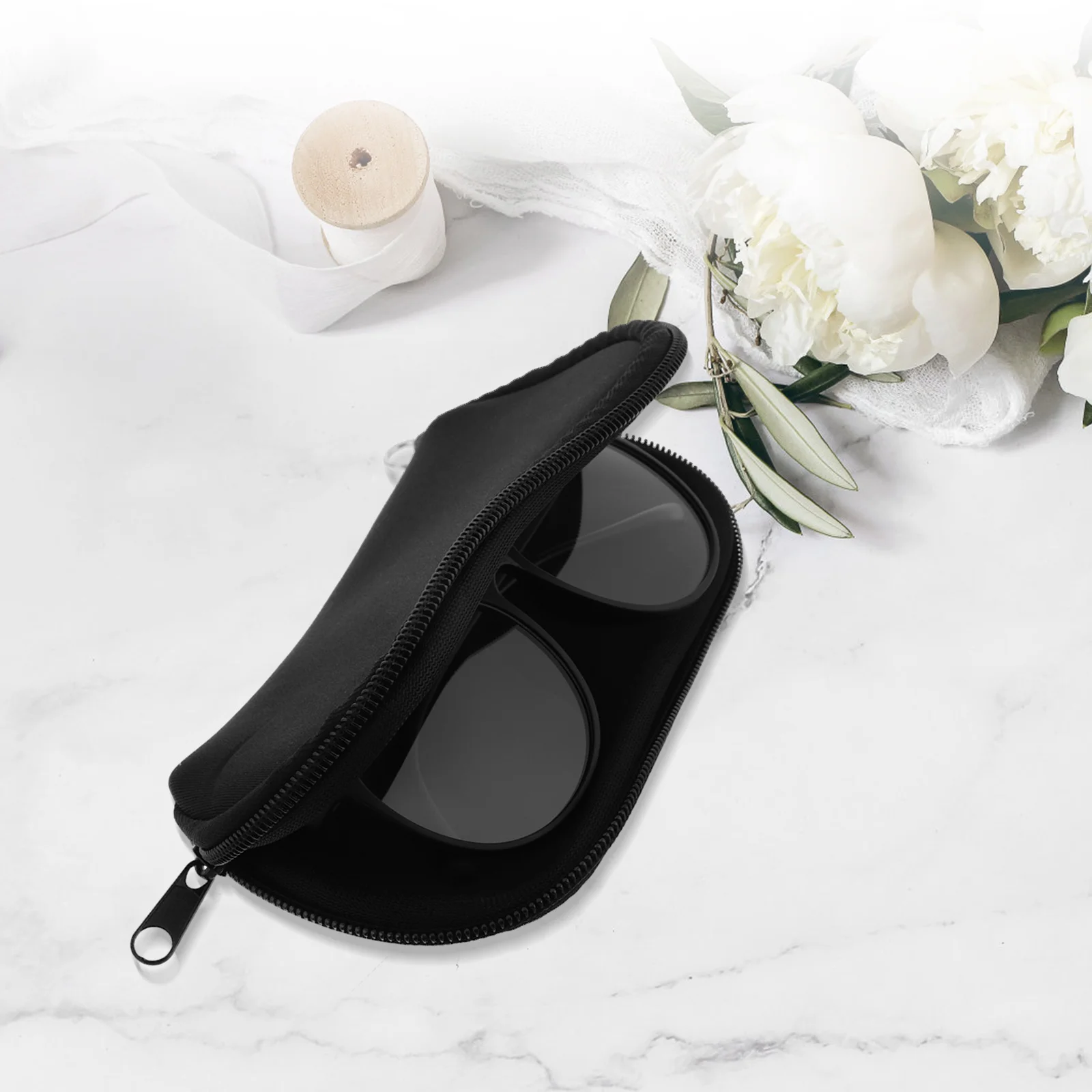 Estuche impermeable para gafas, elegante y ligero, para natación, gafas de sol, protección para gafas, uso en viajes, color negro