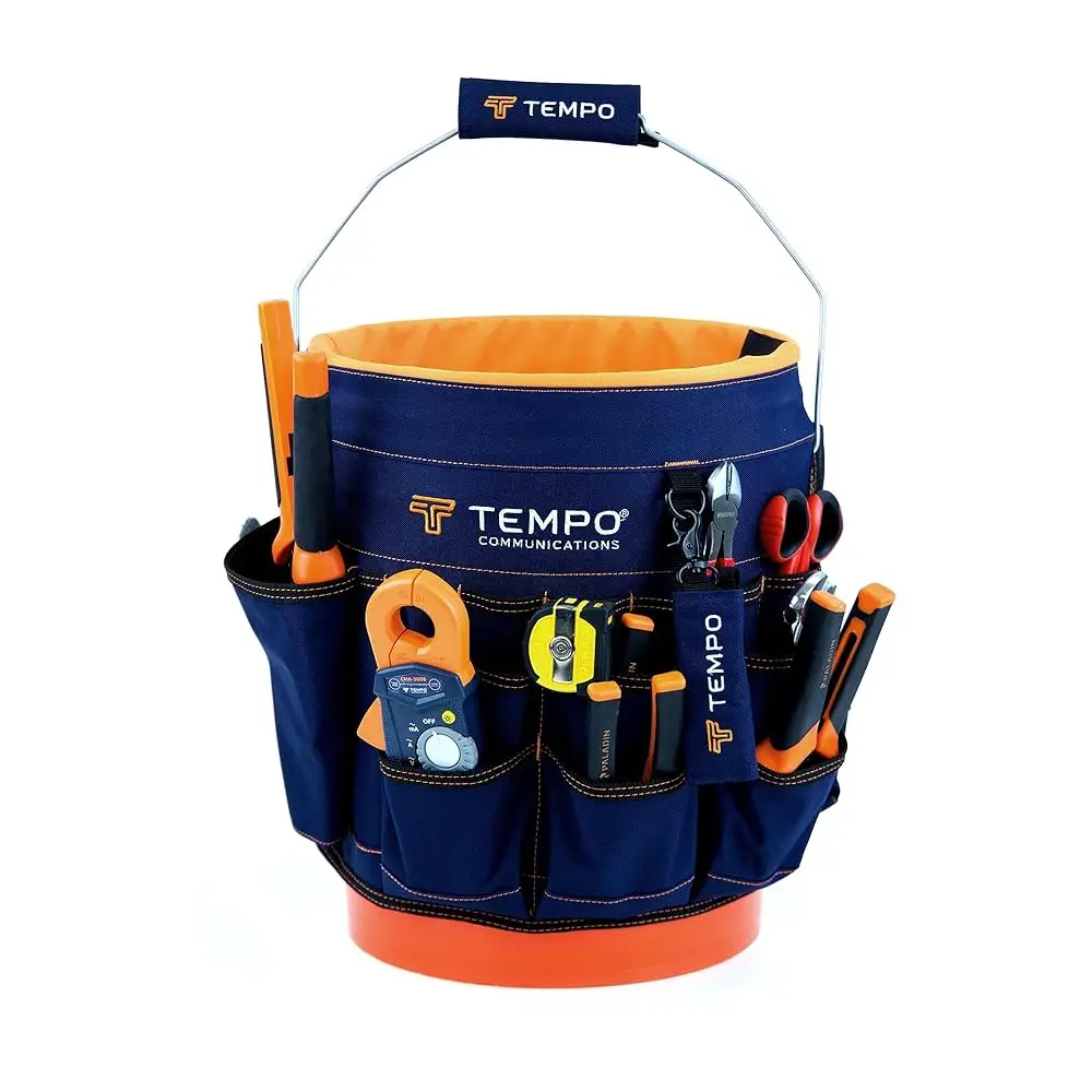 

Pa9100 5 Gallon Bucket Tool Organizer - 600D Fabric Bucket Tool Bag 5 Gallon - 30 Pockets, 9 Slots, Pvc Coating