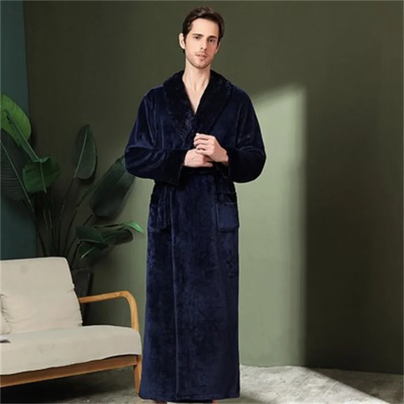 Robes de nuit kimono épaisses pour couples, patchwork, sourire, peignoir long, chemise de nuit, grande taille, hiver, automne