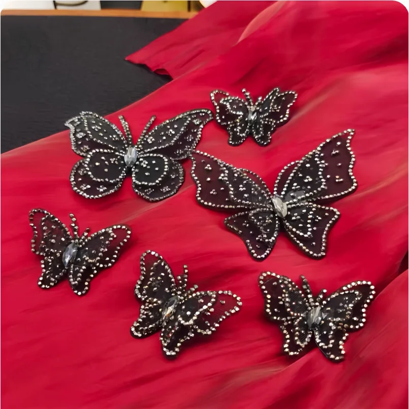 

6Pcs Bling Crystal Movable Butterfly Pins Set Double Layer Tassel Rhinestone Multi-Functional DIY Sewing Accessories