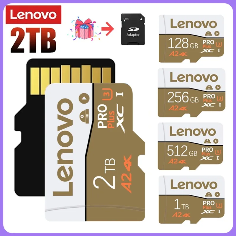 Lenovo Class10 Smart Memory Card 512GB 1TB High Endurance SD Card Smart HC 2TB Real Capacity Small TF Card USB Flash XC For Cam