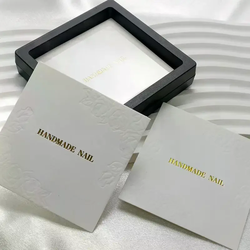 20 Sheets/Bag Press On Nails Packaging Bottom Cards Rose Embossing 75x75mm Handmade False Nail Display Show Card Manicure Tools