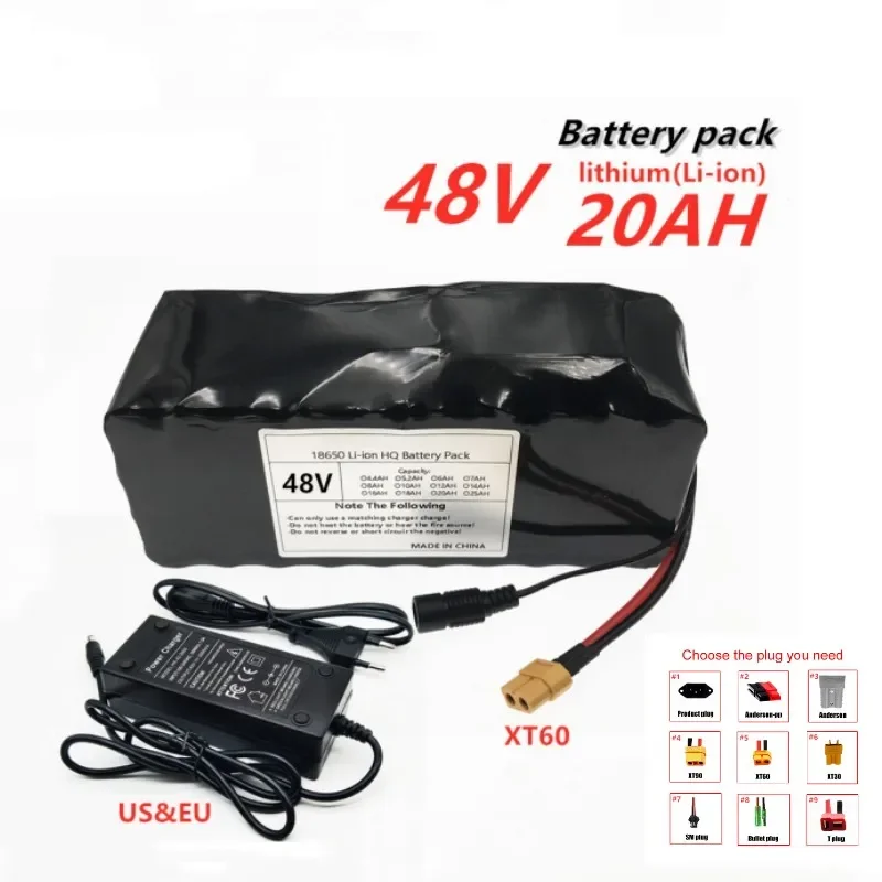 New 100% Original 48v 20Ah 1000w 13S3P Lithium-ion battery pack with BMS Discharge + 54.6v 2A Charge