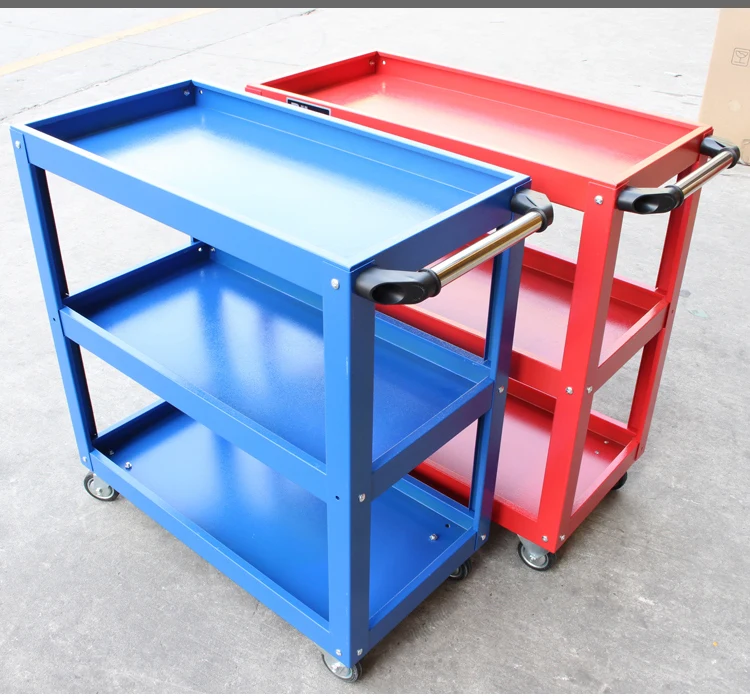 Wholesale Three-layer Thicken Hand Push Tool Cart, Spare Parts Cart, Mobile Cart Toolbox, Combined Auto Repair Tool Cabinet