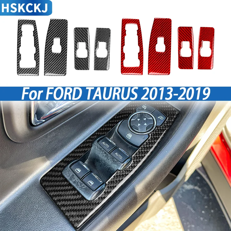 

For Ford Taurus 2013-2019 Car Interior Window Switch Buttons Panel Trim 4pcs Protect Sticker Carbon Fiber Accessories Decorate