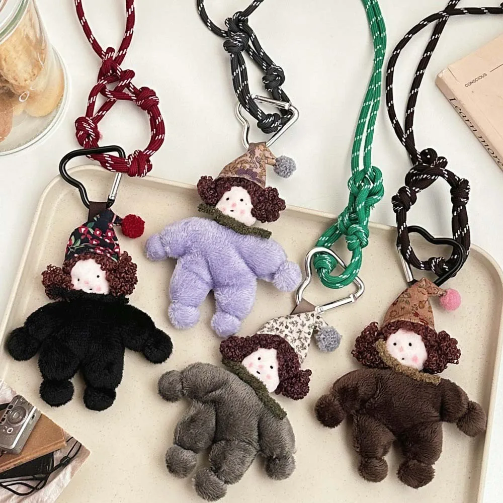 Korean Style Curled Girls Doll Pendant Car Keyring Decoration Plush Curly Hair Doll Keychain Plush Bag Hanging Cartoon