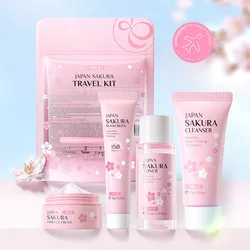 LAIKOU Sakura Huidverzorging Sets Gezichtsreiniger Gezichtscrème Serum Toner Hydraterende Verhelderende Verstevigende Hydraterende Gezichtsverzorging Kit