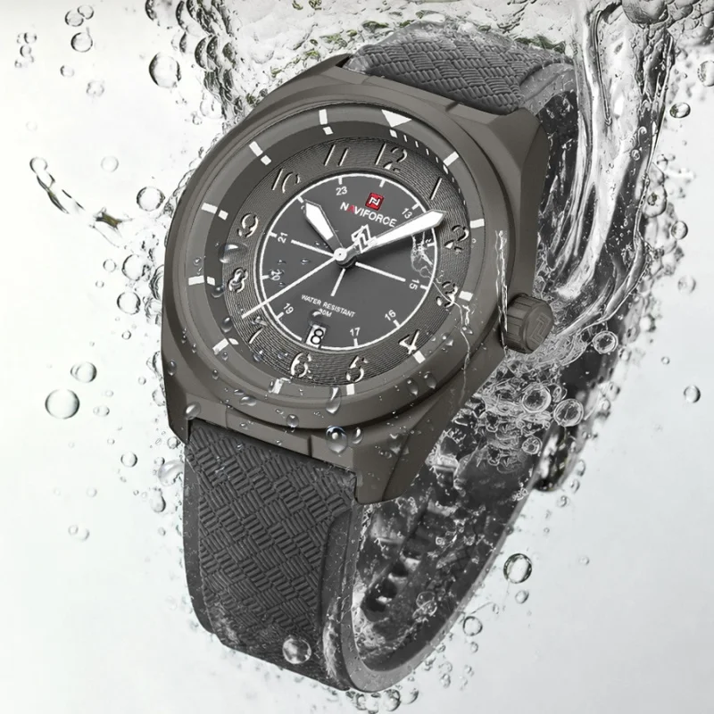 NAVIFORCE Men Quartz Calendar Watch 3ATM Waterproof Silicone Strap Luminous Dial Casual Sports Comfortable Daily Wear Male Watch view 4