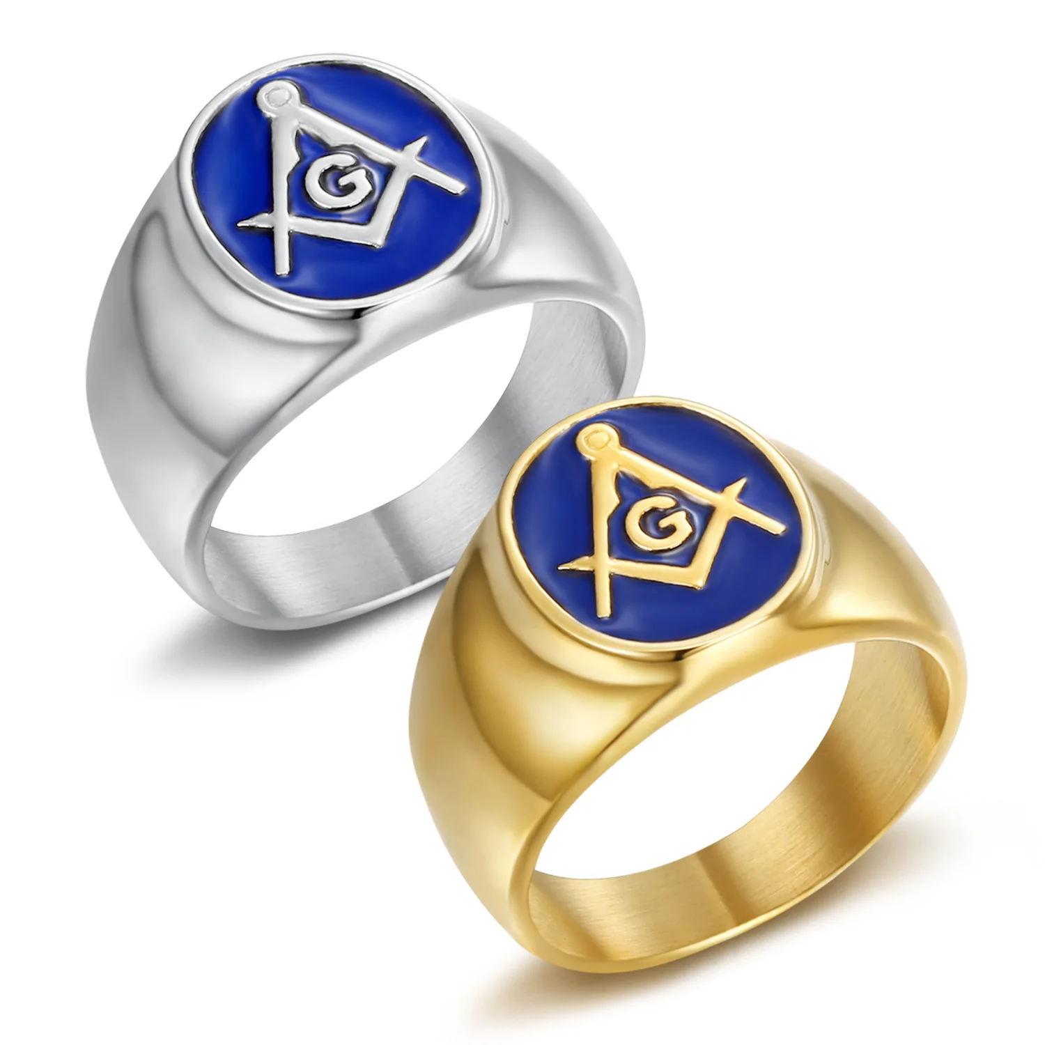 

5 шт. синее кольцо с печаткой AG Lodge Master Mason из нержавеющей стали, позолоченные масонские кольца для мужчин и женщин