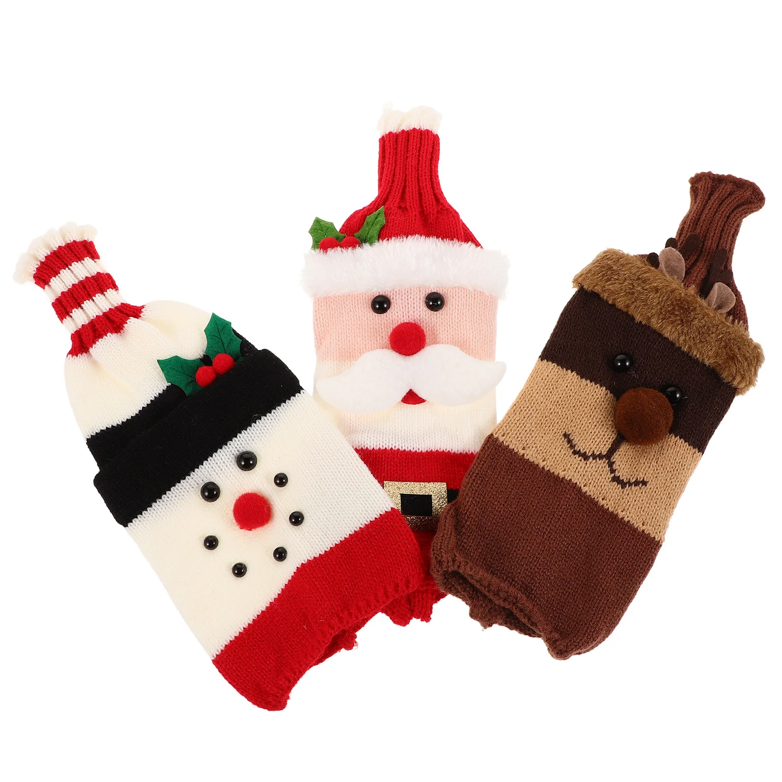 

3Pcs Holiday Knitted Wine Bottle Covers Sweater Decorative Winter Party Favor Wine Bottle Wrap Winter Holiday Party Favors