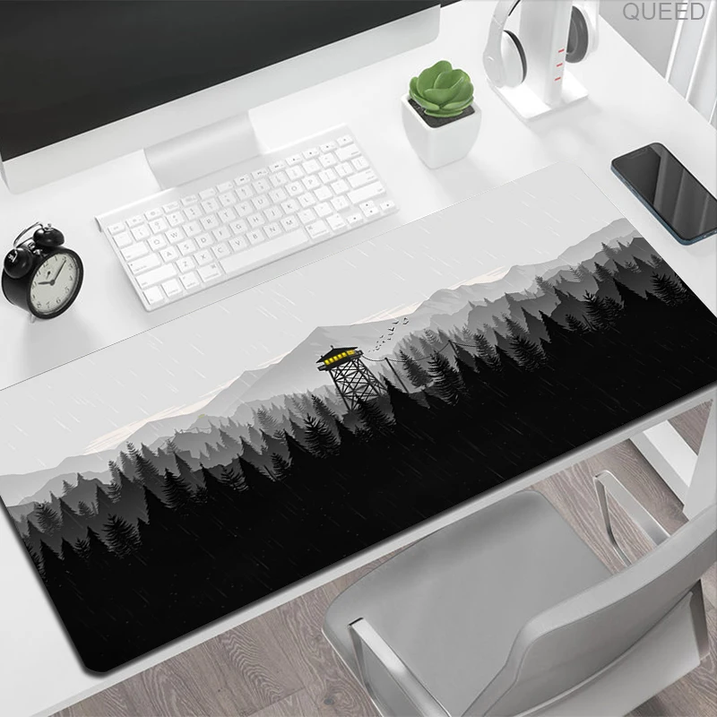 Tapis de jeu pour clavier d'ordinateur portable, tapis de souris noir Gamer, sous-table d'ordinateur, polymères de bureau, tapis de bureau, arbres de forêt, média