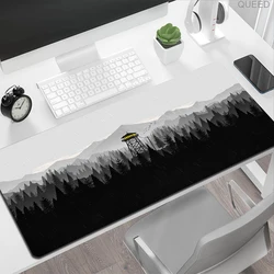 Tapis de jeu pour clavier d'ordinateur portable, tapis de souris noir Gamer, sous-table d'ordinateur, polymères de bureau, tapis de bureau, arbres de forêt, média