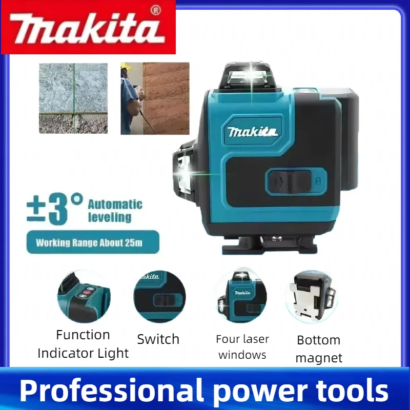

Makita 16 Line High Precision Laser Level Green Light Self-leveling Wall Mount Tool Professional Measuring Instrument