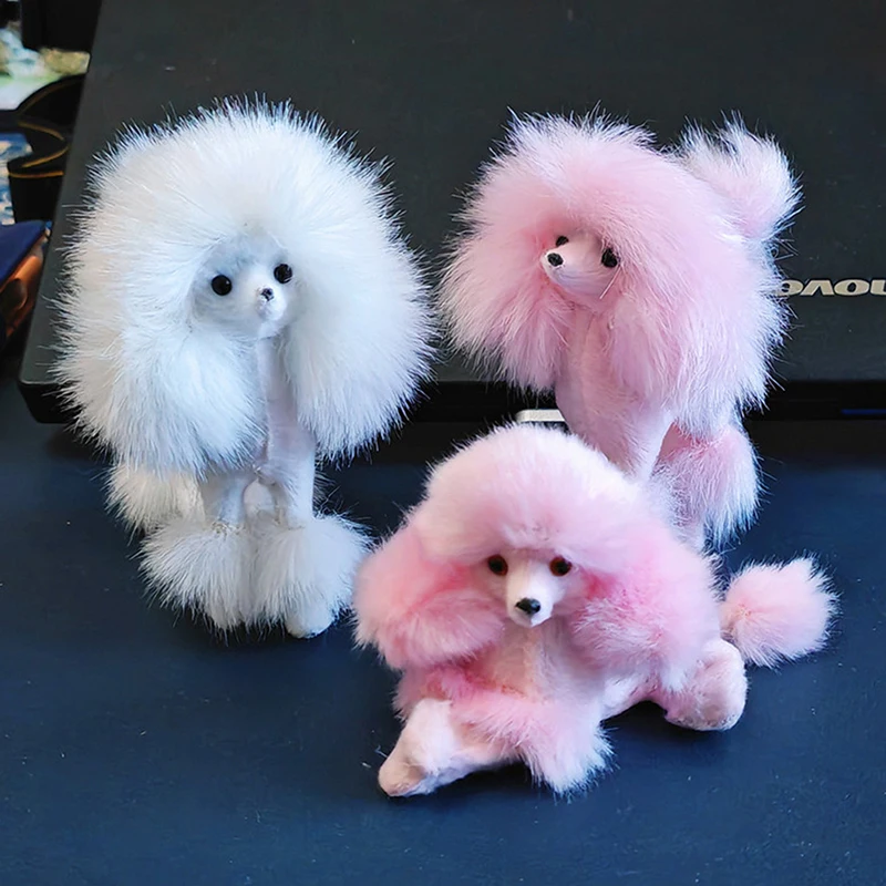 11cm elegante rosa poodle figura simulação cão brinquedos de pelúcia artesanato decoração para casa sala estar