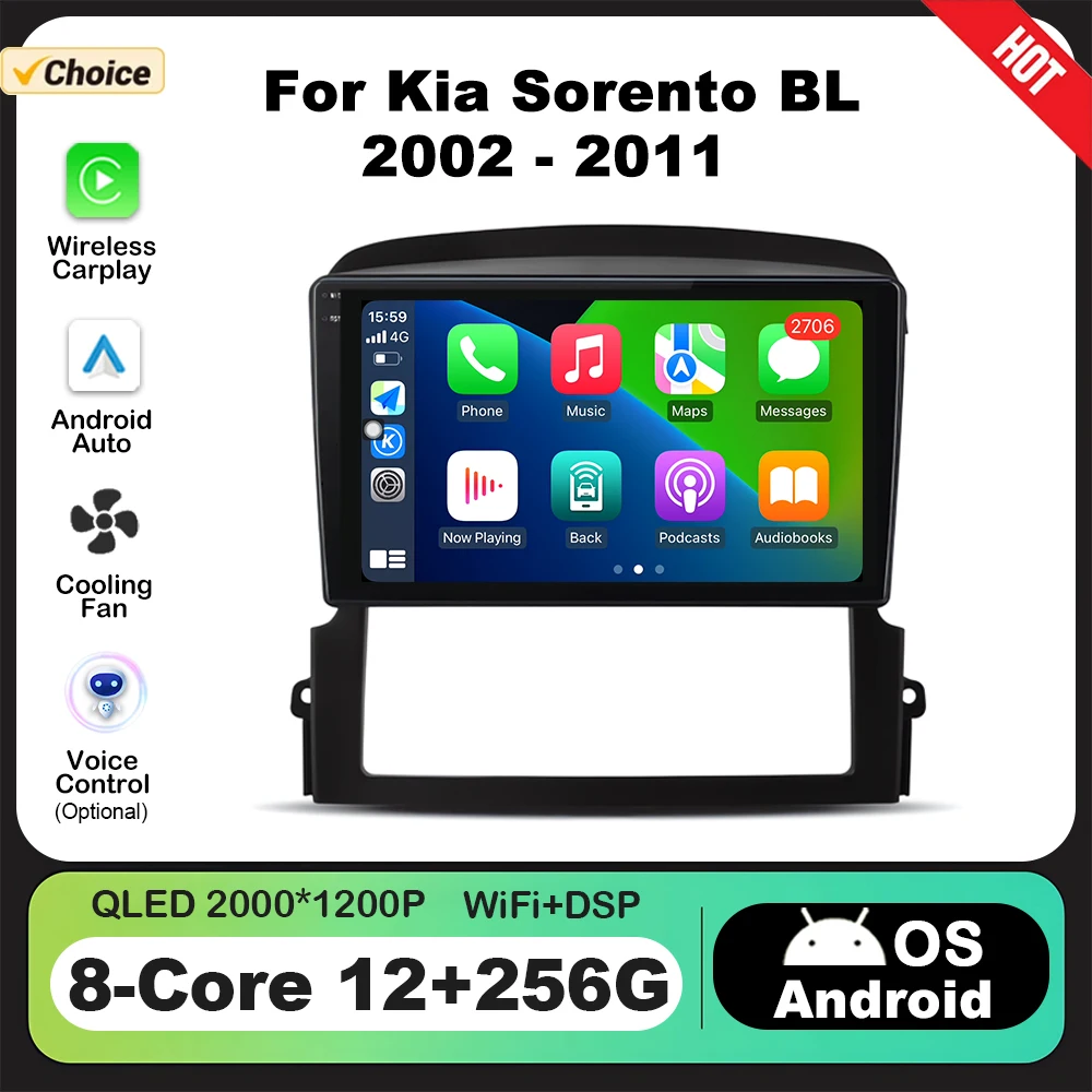 

9 inch Car Multimedia Radio Player for Kia Sorento BL 2002 - 2011 Android Intelligent System GPS Navigation Wireless CarPlay BT
