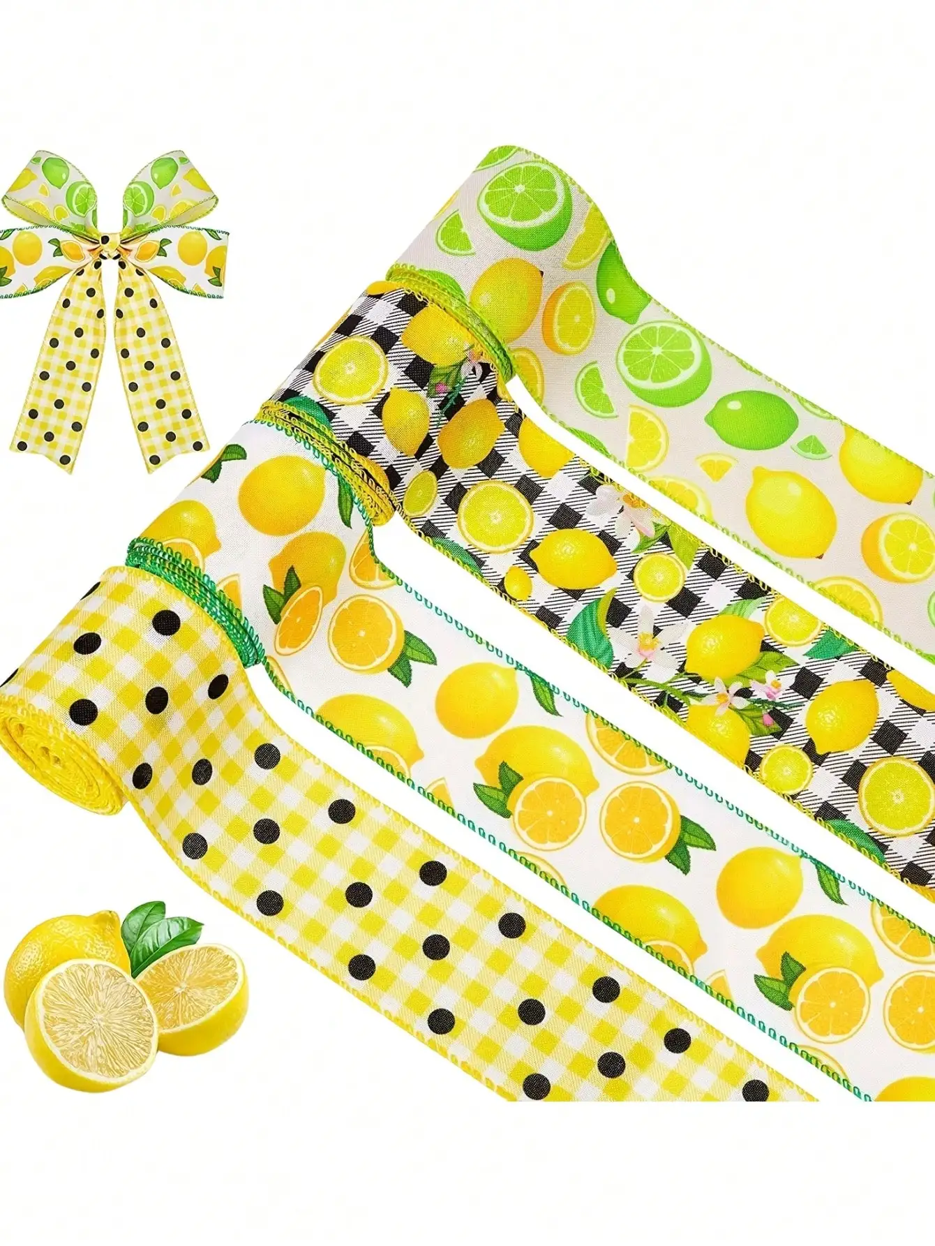 Summer Fruit Lemon Ribbon Summer Festival Theme Decoration Imitation Linen Webbing 1 roll