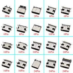 10Pcs USB Connector Type C Female Jack 2/6/16/24Pin SMD SMT Type-C Socket Charging Port For PCB Soldering DIY Repair Adapter