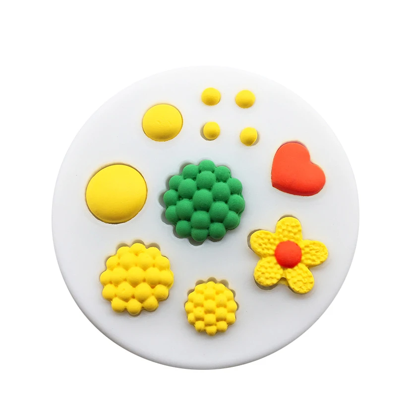 Flower Stamen Pistil Heart Silicone Sugarcraft Mold Chocolate Cupcake Baking Fondant Cake Decorating Tools