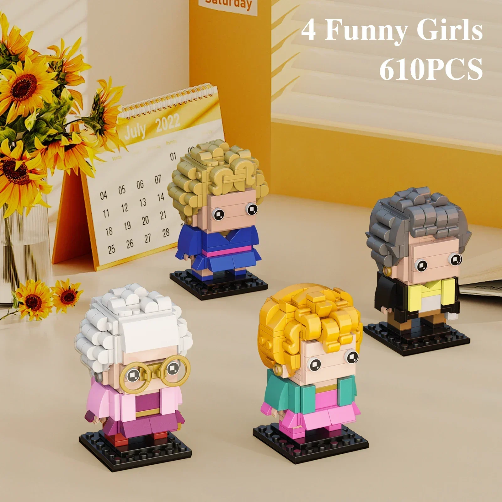 

MOC 4PCS Golden Girls Building Block Set with Dorothy Zbornak,Rose Nylund,Blanche Elizabeth Devereaux, Movie Fans Gifts