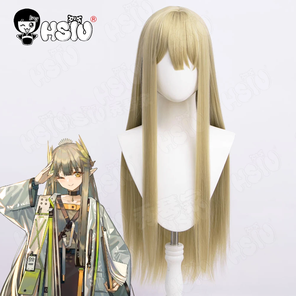 

Muelsyse Cosplay Wig Fiber synthetic wig Game Arknights Cosplay「HSIU 」Yellowish green Long Wig+Wig cap