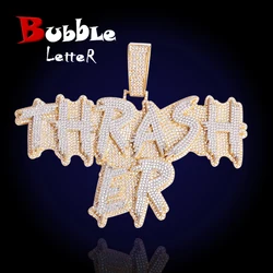 Bubble Letter Customized Pendant Iced Out Personalized Name Necklace for Men Solid Back Symbol Number Charms Hip Hop Jewelry