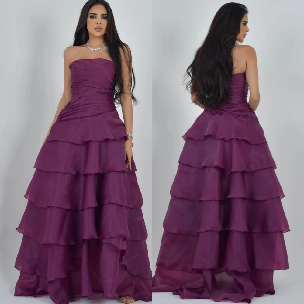 

Изящное вечернее платье трапециевидной формы из органзы по индивидуальному заказу, сексуальные платья для выпускного вечера без рукавов, роскошные многоярусные платья для особых случаев