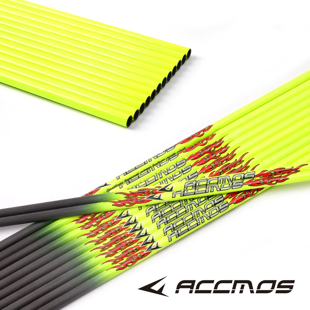 ID6.2mm jaune/Orange pur carbone flèche arbre colonne vertébrale 300 340 400 500 600 700 800 33in bricolage tir à l'arc chasse tir accessoires